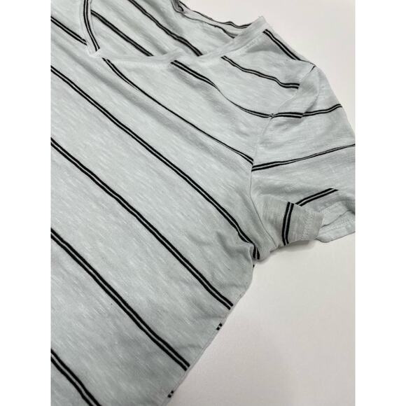 Green Envelope Short Sleeve Horizontal Striped V-Neck T-Shirt White Nautical L - Picture 8 of 10